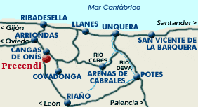 Mapa de Asturias Picos de Europa